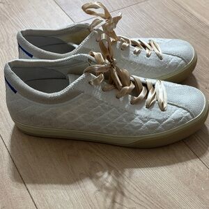 Rothy's Cream Sneakers with Gold Laces